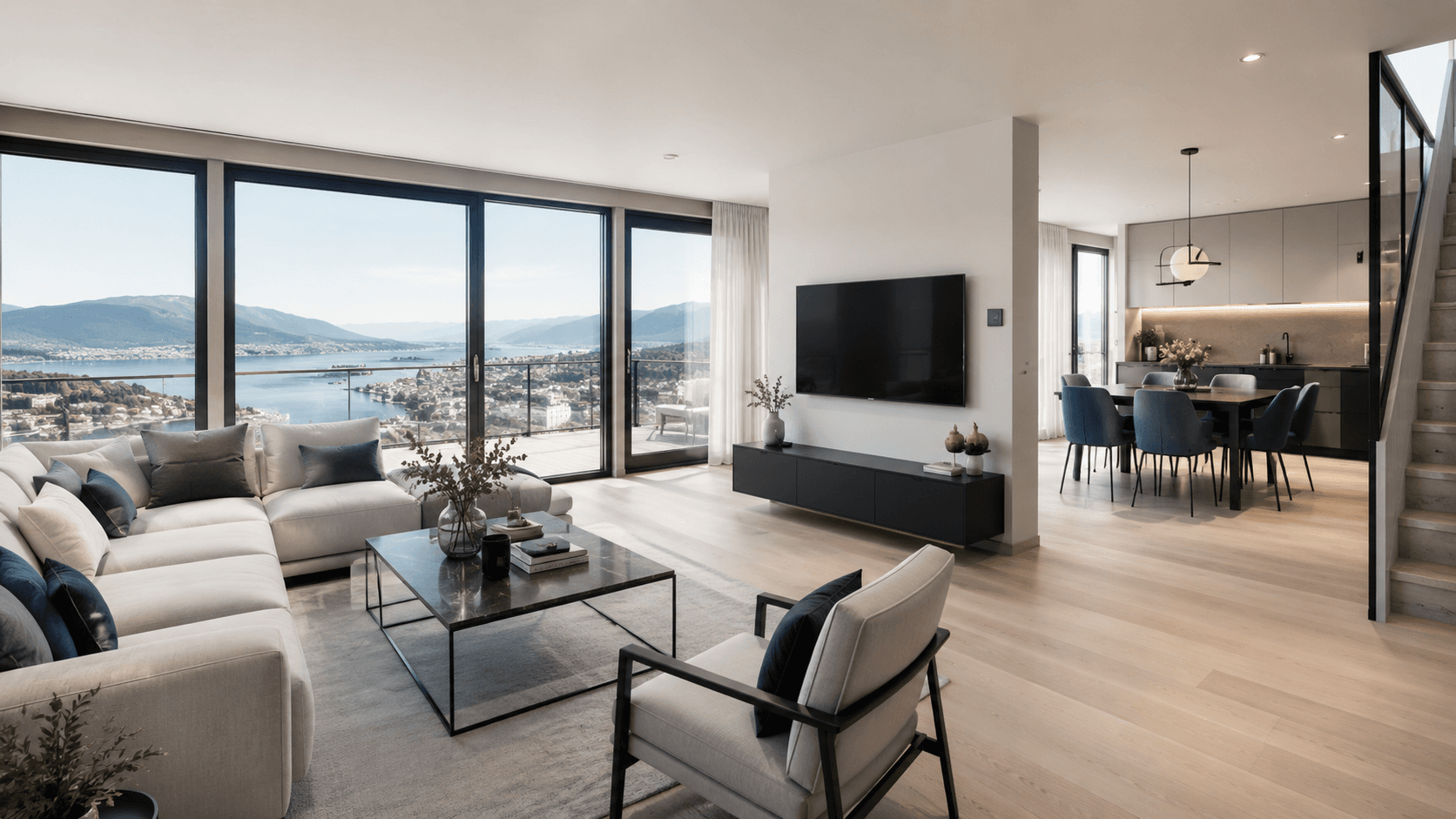 Lys og moderne Like Home-bolig med utsikt